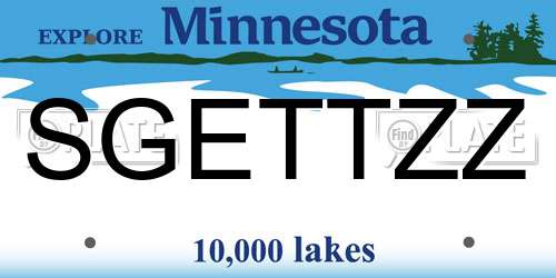 SGETTZZ Minnesota License Plate