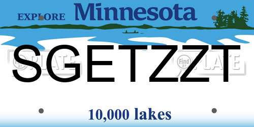 SGETZZT Minnesota License Plate