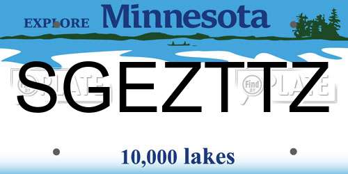 SGEZTTZ Minnesota License Plate