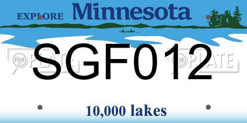 SGF012 Minnesota License Plate