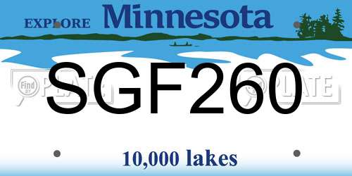 SGF260 Minnesota License Plate