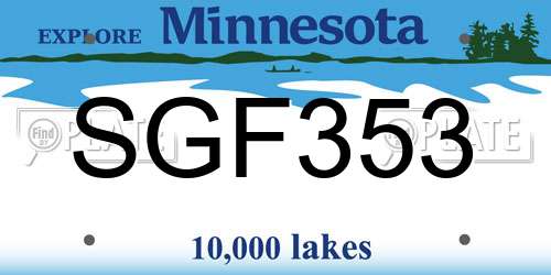 SGF353 Minnesota License Plate