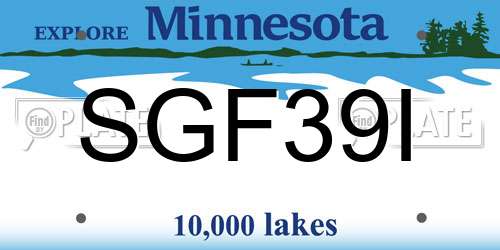 SGF39I Minnesota License Plate