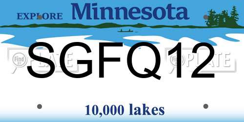 SGFQ12 Minnesota License Plate