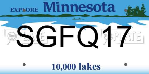 SGFQ17 Minnesota License Plate
