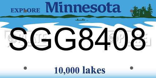 SGG8408 Minnesota License Plate