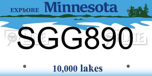 SGG890 Minnesota License Plate