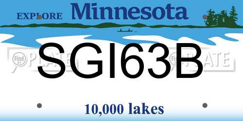 SGI63B Minnesota License Plate