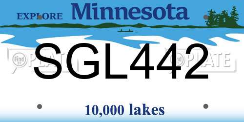 SGL442 Minnesota License Plate