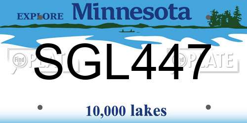 SGL447 Minnesota License Plate