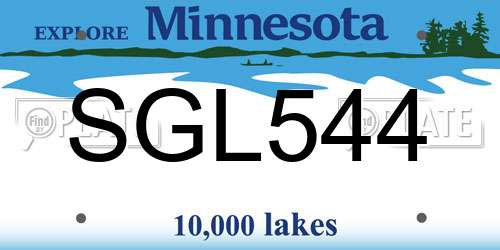 SGL544 Minnesota License Plate