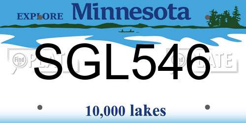SGL546 Minnesota License Plate