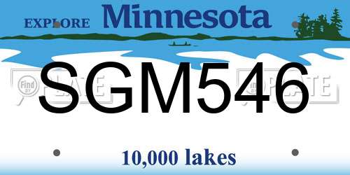 SGM546 Minnesota License Plate