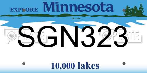 SGN323 Minnesota License Plate