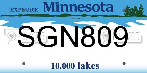 SGN809 Minnesota License Plate