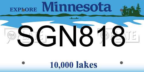 SGN818 Minnesota License Plate