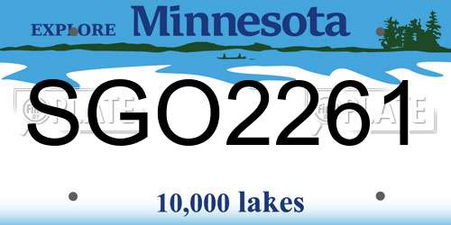 SGO2261 Minnesota License Plate
