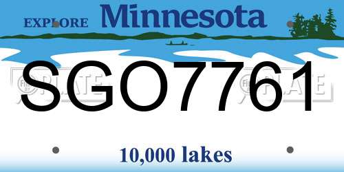 SGO7761 Minnesota License Plate