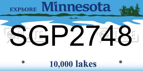 SGP2748 Minnesota License Plate