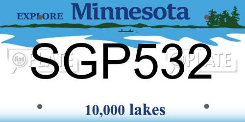 SGP532 Minnesota License Plate