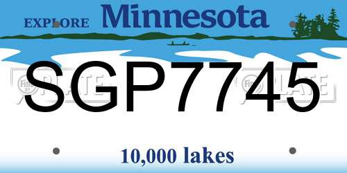 SGP7745 Minnesota License Plate