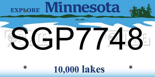 SGP7748 Minnesota License Plate