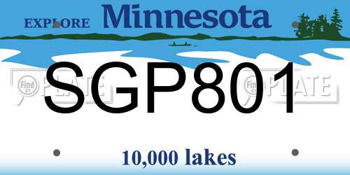 SGP801 Minnesota License Plate