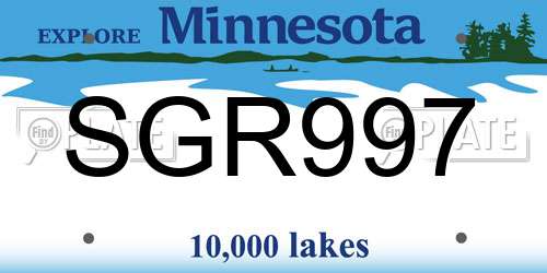 SGR997 Minnesota License Plate