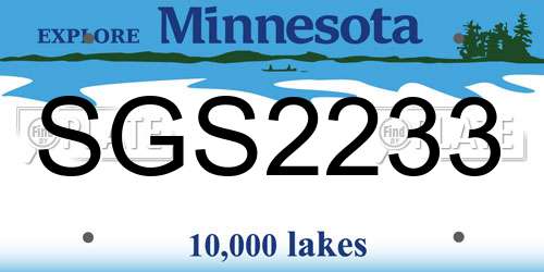 SGS2233 Minnesota License Plate