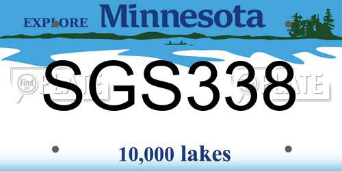 SGS338 Minnesota License Plate