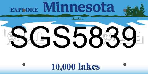 SGS5839 Minnesota License Plate