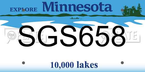 SGS658 Minnesota License Plate