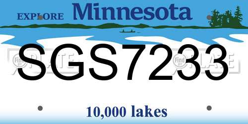 SGS7233 Minnesota License Plate