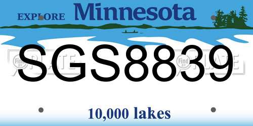 SGS8839 Minnesota License Plate