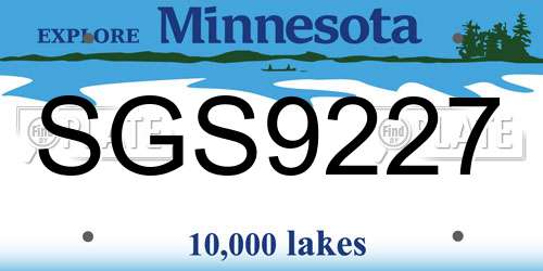 SGS9227 Minnesota License Plate
