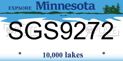 SGS9272 Minnesota License Plate