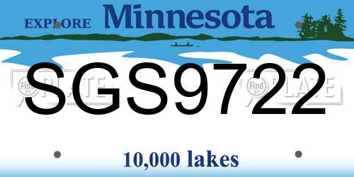 SGS9722 Minnesota License Plate