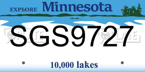 SGS9727 Minnesota License Plate