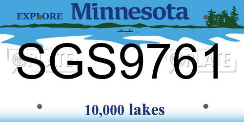 SGS9761 Minnesota License Plate