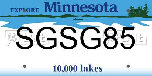 SGSG85 Minnesota License Plate