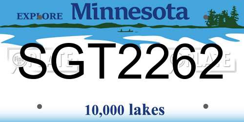 SGT2262 Minnesota License Plate