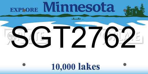 SGT2762 Minnesota License Plate