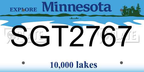 SGT2767 Minnesota License Plate