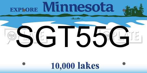 SGT55G Minnesota License Plate