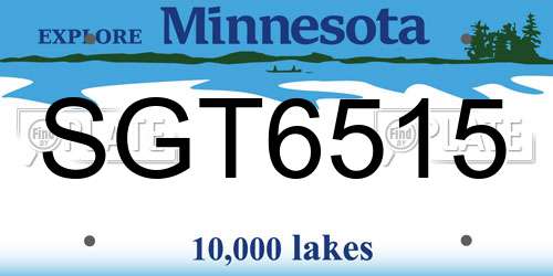 SGT6515 Minnesota License Plate