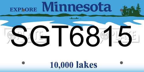 SGT6815 Minnesota License Plate