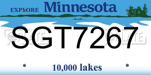 SGT7267 Minnesota License Plate