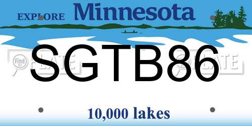SGTB86 Minnesota License Plate