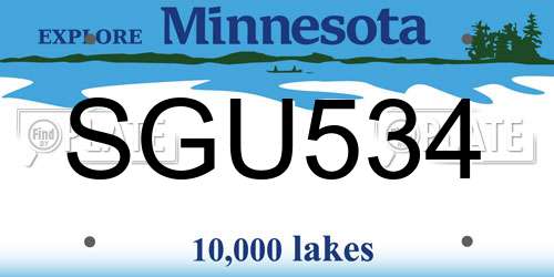 SGU534 Minnesota License Plate