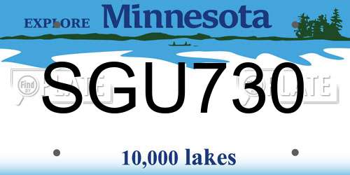 SGU730 Minnesota License Plate